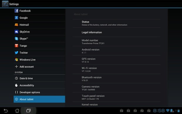 Jelly Bean update for ASUS Transformer Prime TF201 on the air now
