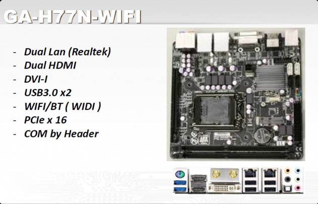 GIGABYTE GA-H77N-WiFi, support plate miniITX Ivy Bridge: Specs & Features