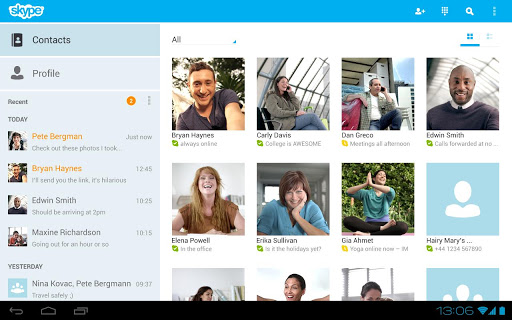 Skype client for Android got a new tablet interface