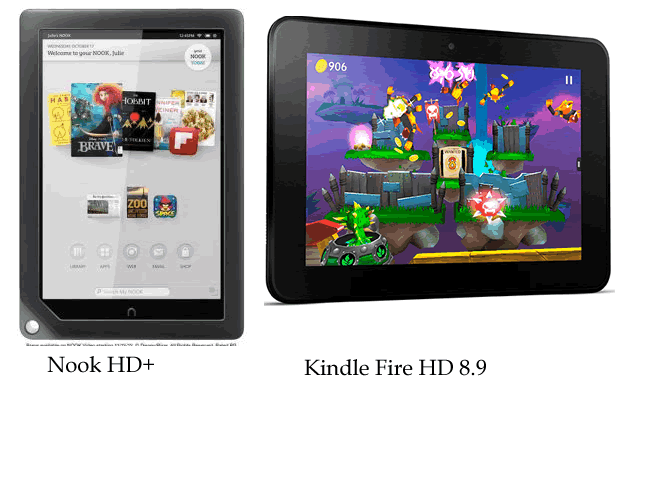 Kindle Fire HD 8.9 by Amazon and Nook HD+ by Barns & Noble (Source:Respective sites)